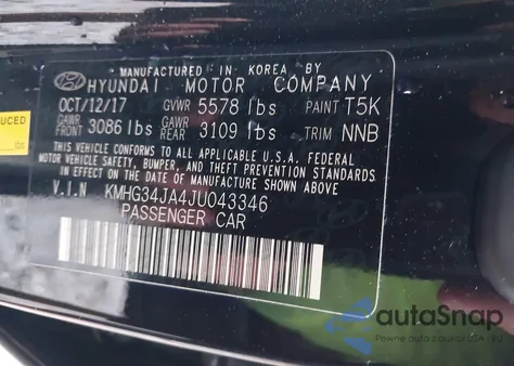 2018 Genesis G90 3.3T Premium z USA, uszkodzony, nr VIN KMHG34JA4JU043346